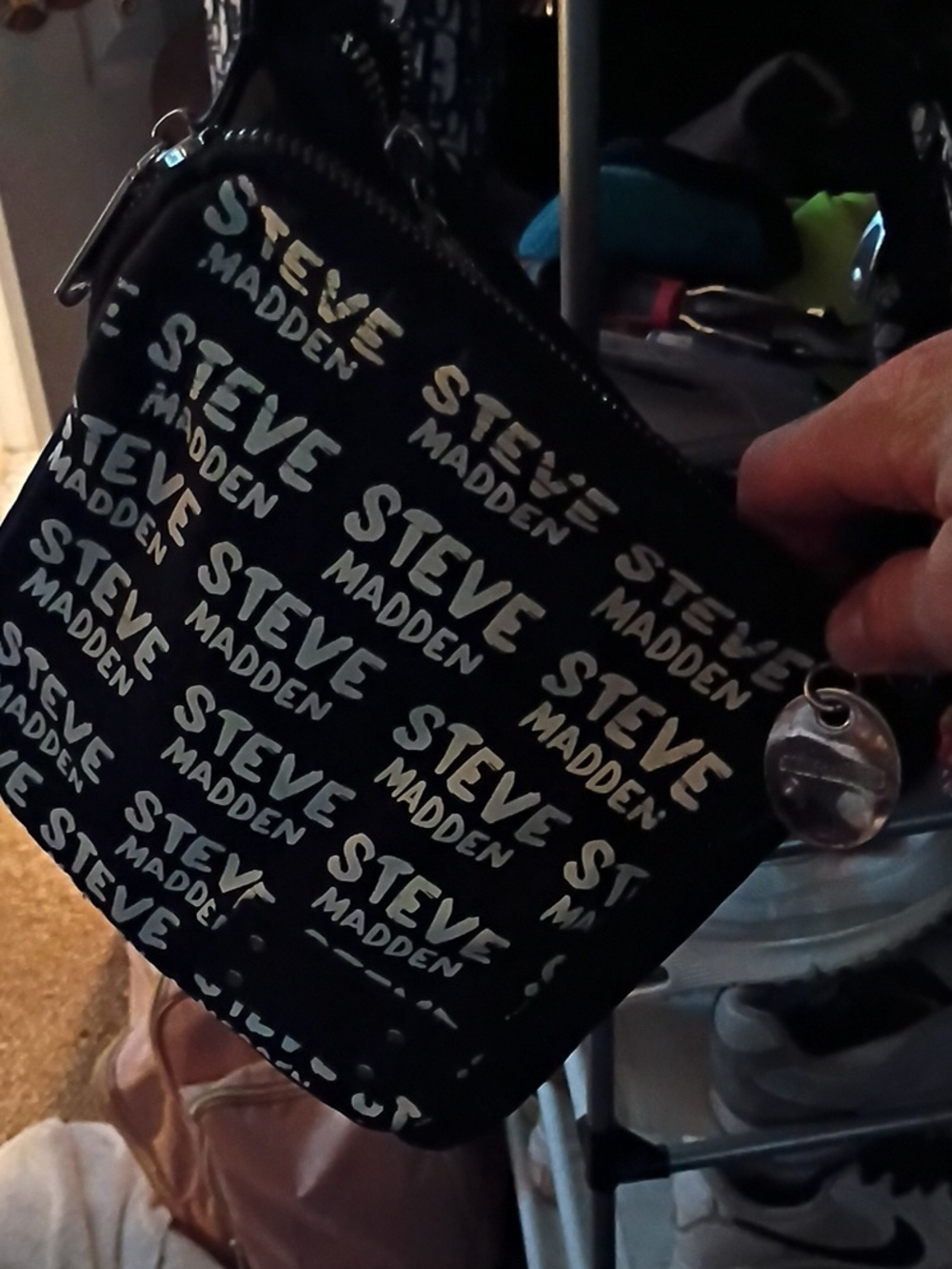 Steve Madden Black and White Logo Crossbody Messenger - Picture 2 of 4
